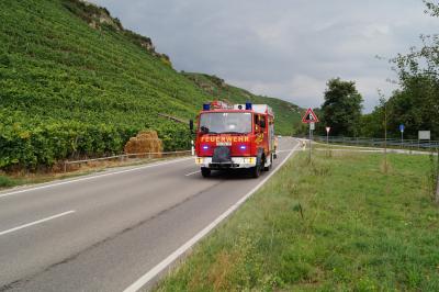 Oelspur ueber fast einen Kilometer ruft die Feuerwehr auf den Plan in Mundelsheim
